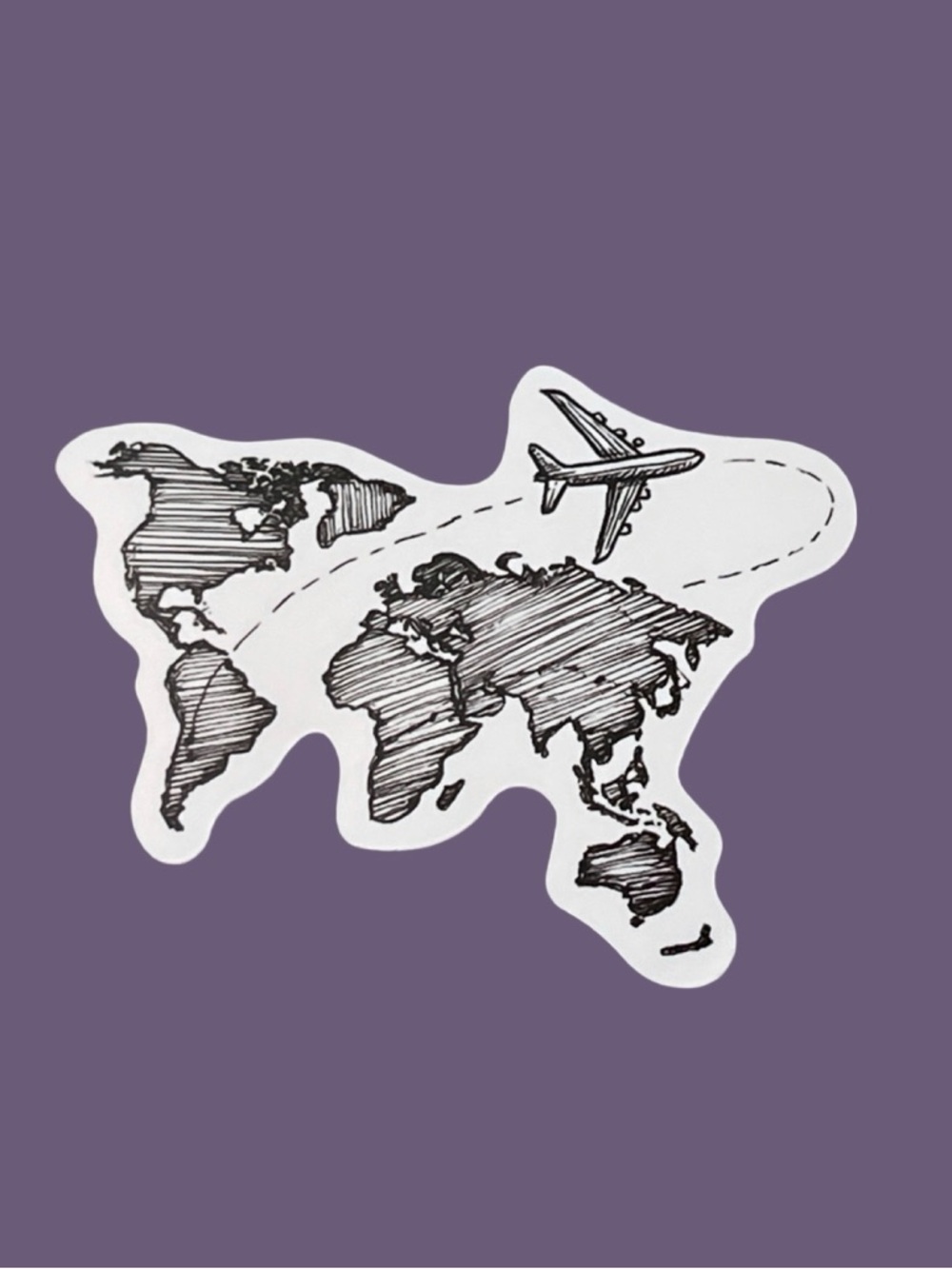 Travel World Map Sticker White and Black